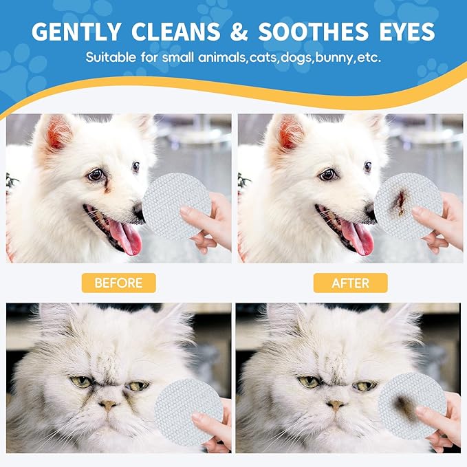 Eye Wipes for Dogs & Cats,Extra Large 240 Count Natural Tear Stain Eyes Wash Pads,Gently Remove Discharge,Debris,3.15" Coconut Oil Cleans Eyes,Face,Wrinkles