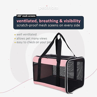 Top Load Pet Carrier for Large and Medium Cats, Small Dogs. Easy to get cat in, carry, storage, clean and escape Proof (Pink)