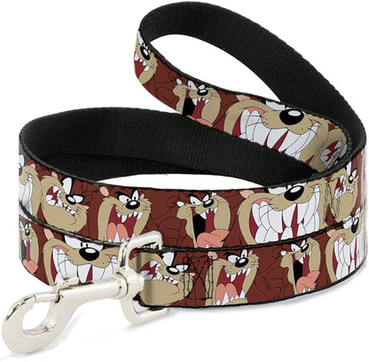 Buckle-Down Dog Leash Tasmanian Devil Expressions Brown 6 Feet Long 1.0 Inch Wide, Multicolor, DL-6FT-WLTTZ001