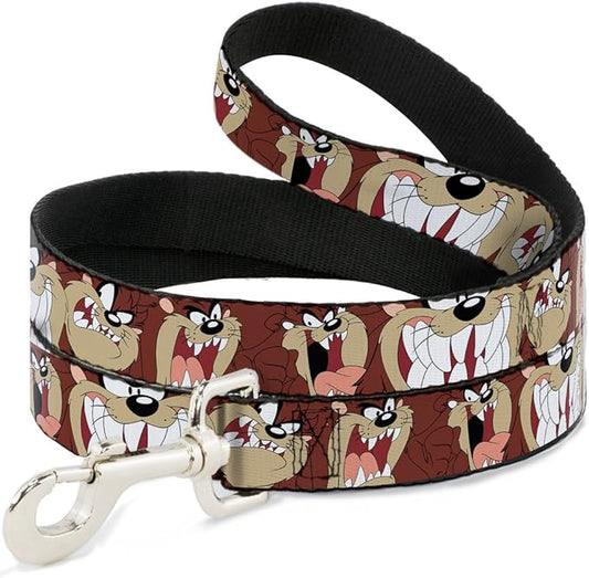 Buckle-Down Dog Leash Tasmanian Devil Expressions Brown 6 Feet Long 1.0 Inch Wide, Multicolor, DL-6FT-WLTTZ001