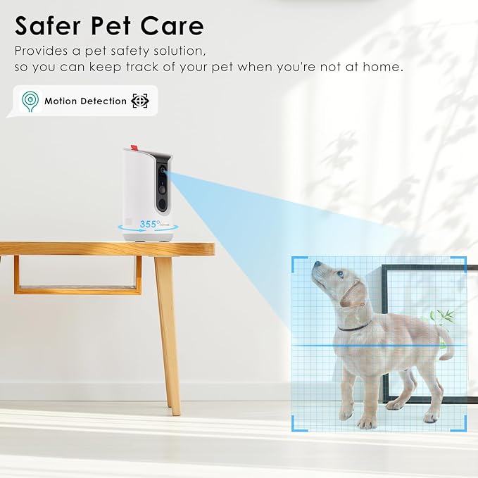 2K Pet Camera with Phone App - 360° View, 5G & 2.4G WiFi Two-Way Audio Dog Camera with Treat Dispenser Security Pet Camera for Dogs Remote Pet Monitoring
