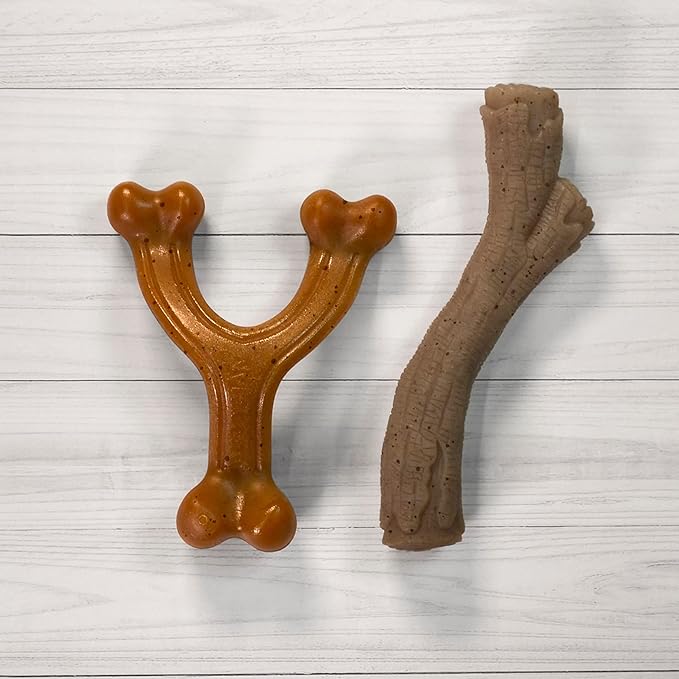 Nylabone Gourmet Style Strong Dog Chew Toy Bundle Bacon & Peanut Butter Small/Regular (2 Count)