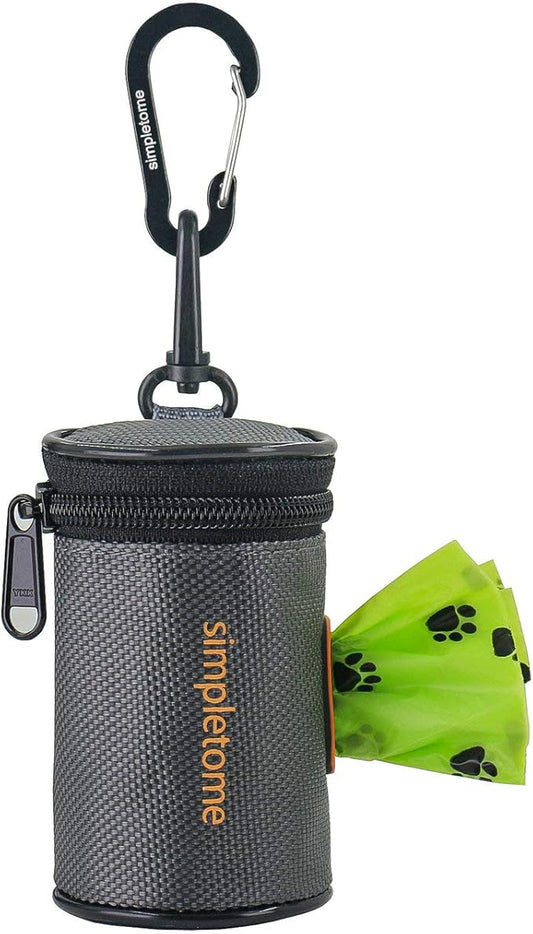 simpletome Dog Waste Bag Dispenser for Leash Belt Waterproof 1680D Oxford YKK Zipper (Grey)