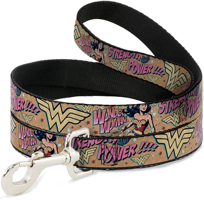Buckle-Down Dog Leash Wonder Woman Strength Power 6 Feet Long 1.0 Inch Wide, Multicolor (DL-6FT-WWW006)