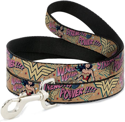 Buckle-Down Dog Leash Wonder Woman Strength Power 6 Feet Long 1.0 Inch Wide, Multicolor (DL-6FT-WWW006)
