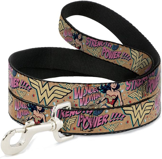 Dog Leash Wonder Woman Strength Power 4 Feet Long 0.5 Inch Wide