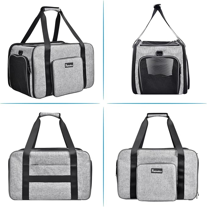 Cat Carrier Soft-Sided Pet Carrier for Small Medium Cats Puppies 16LBs - Airline Approved Pet Travel Carrier 3 Open Doors (Grey-X863)…