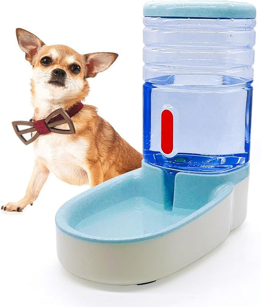 kathson Gravity Dog Water Dispenser Automatic Cat Drinking Water Station 1 Gallon Large Capacity Puppy Water Bowl for Small and Medium Dogs Cats Blue