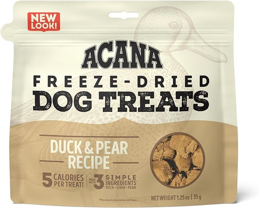 ACANA Singles Freeze Dried Dog Treats, Limited Ingredient Grain Free Duck & Pear Recipe, 1.25oz