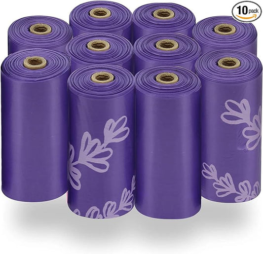Best Pet Supplies Dog Poop Bags for Waste Refuse Cleanup Doggy Roll Replacements for Outdoor Puppy Walking and Travel Leak Proof and Tear Resistant Thick Plastic - Purple 150 Bags