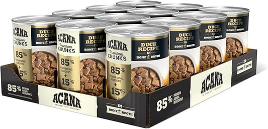 ACANA Premium Chunks Wet Dog Food, Duck Recipe in Bone Broth, 12.8oz (Case of 12)
