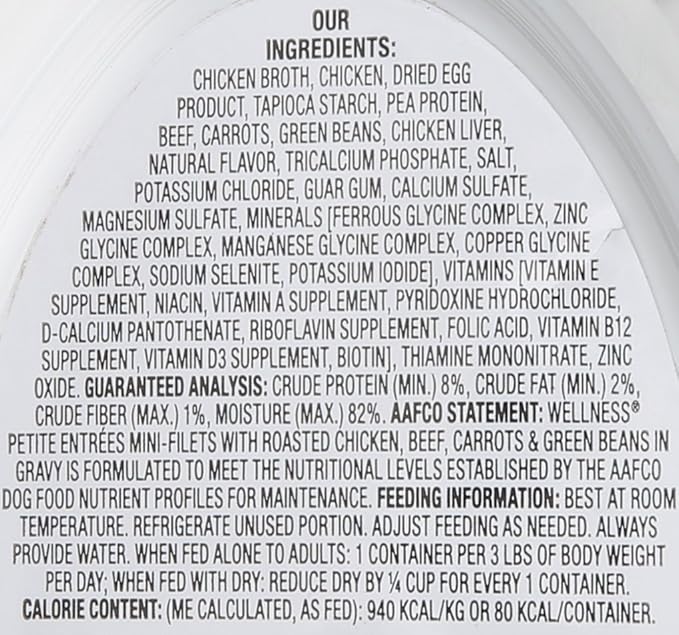 Wellness Petite Entrees Mini Filets Grain Free Natural Wet Small Breed Dog Food, Roasted Chicken & Beef, 3-Ounce Cup