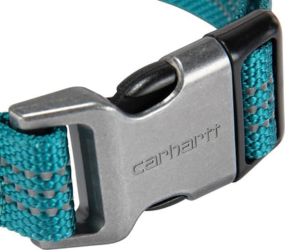 Carhartt Fully Adjustable Nylon Webbing Collars for Dogs, Reflective Stitching for Visibility, Shaded Spruce (Nylon Webbing), Medium