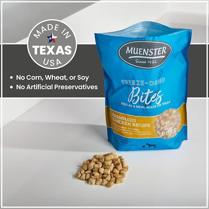 Muenster Freeze Dried Dog Food Topper Bites (5oz) - Farmhaus Chicken Freeze Dried Raw Dog Food w/Organic Minerals - Chicken & Organ Meats Soft Dry Dog Food - Freeze Dried Dog Treats