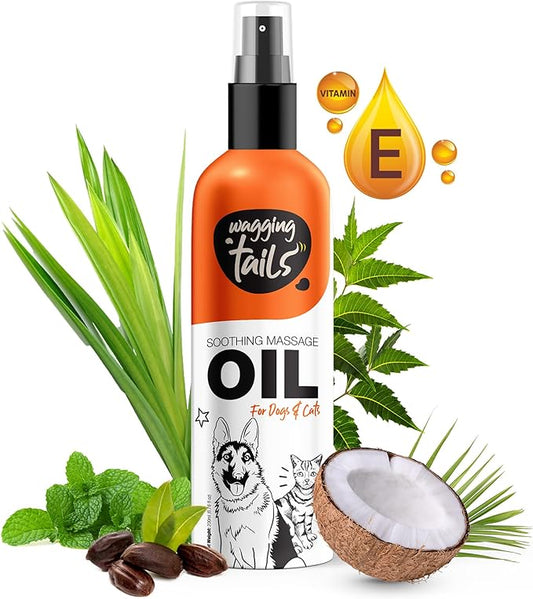 Wagging Tails 6-in-1 Soothing Oil 6.76 fl oz for Dogs | All natural ingredients Coconut Oil and Vitamin E help control hair fall & improve Coat Shine and Softness