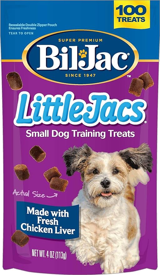Bil-Jac Little Jacs Small Dog Training Treats - Soft Chicken Liver Dog Treats for Puppy Rewards - Real Chicken, No Fillers, 4oz Resealable Double Zipper Pouch (4-Pack)