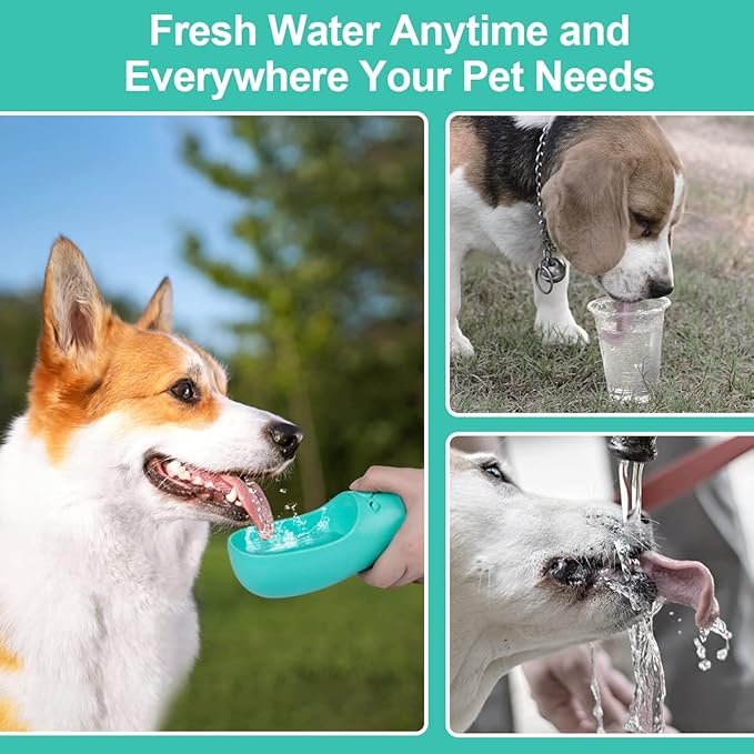 Dog Water Bottle Portable, Leak Proof & Lightweigh Water Bottles for Dogs, Dog Travel Water Bottle with Dog Bowl, Dog Travel Accessories & Dog Walking Accessories,(12oz, Blue)