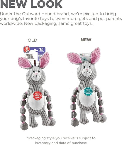Outward Hound Thunda Tugga Bunny Plush & Squeaky Dog Tug Toy