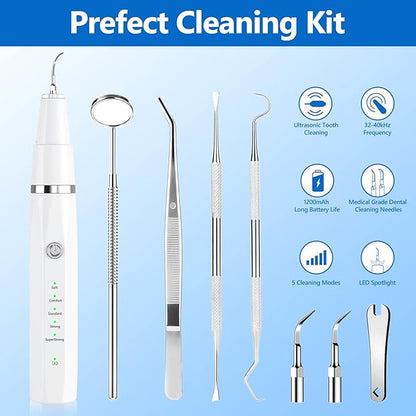 Dog Plaque Remover for Teeth，Pet Ultrasonic Tooth Cleaner，Teeth Cleaning Kit -Tartar Remover for Teeth Stains for Dogs and Cats (White)