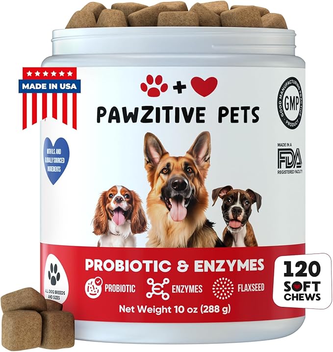 Probiotics and Enzymes for Dogs Digestive Health - Gut Health - Diarrhea & Itchy Skin Yeast