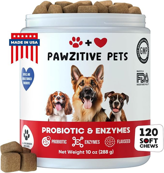 Probiotics and Enzymes for Dogs Digestive Health - Gut Health - Diarrhea & Itchy Skin Yeast
