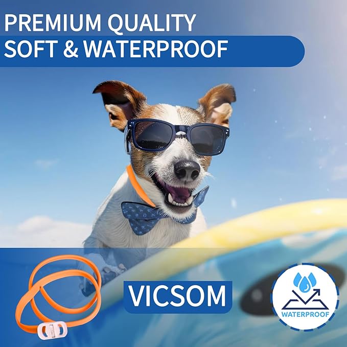 4 Pack Flea Collar for Dogs, Dog Flea and Tick Collar 8 Months Flea and Tick Prevention for Dog, Waterproof Adjustable Puppy Collar Natural Tick and Flea Collars for Small Medium Large Dogs, Orange