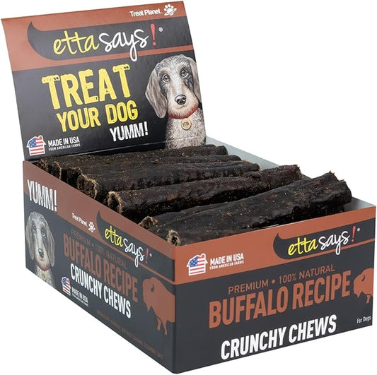 ETTA SAYS! Buffalo Dog Treats Box of 36-4.5" Crunchy Dog Treats - Made in The USA, Grain-Free Dog Treats, Good for Teeth, Easy to Digest