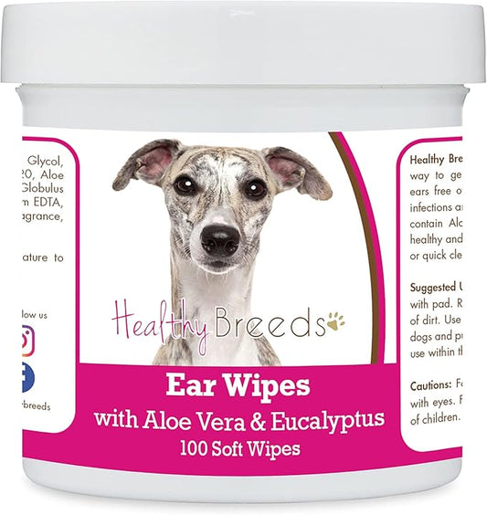 Healthy Breeds Whippet Ear Cleaning Wipes with Aloe & Eucalyptus for Dogs 100 Count