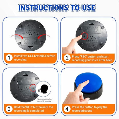 4 Color Voice Recording Button, Puppy Supplies Dog Training & Behavior aids Stuff Whistle Buttons for Communication Treat Pouches pet clicker Dogs Tools clickers Talking Button Set recordable