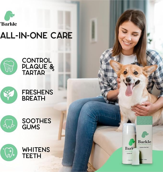 Dog Teeth Cleaning Gel - Helps Reduce Plaque & Bad Breath - Periodontist Formulated - Toothpaste Alternative - Prevent Tartar - includes Finger Cot (Mint - 2 Month Supply)
