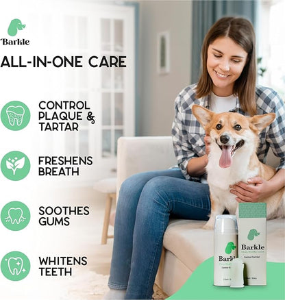 Dog Teeth Cleaning Gel - Helps Reduce Plaque & Bad Breath - Periodontist Formulated - Toothpaste Alternative - Prevent Tartar - includes Finger Cot (Mint - 2 Month Supply)