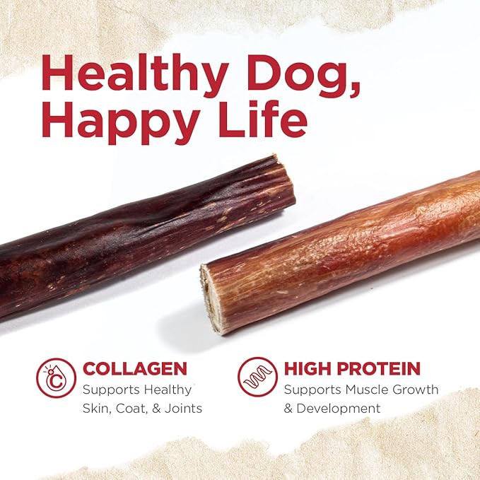 Natural Farm Power Bully Sticks Peanut Flavor Dog Chews (6”, 5-Pack), 2-in-1 Power Chews: Premium Beef Cheek Wrapped in Beef Pizzle with Enticing Peanut Butter Flavor, Double Chewing Time
