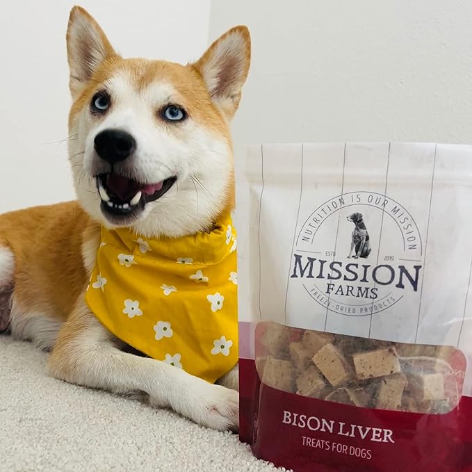 Mission Farms Freeze-Dried Raw Bison Liver Dog Treats, 3oz Bag