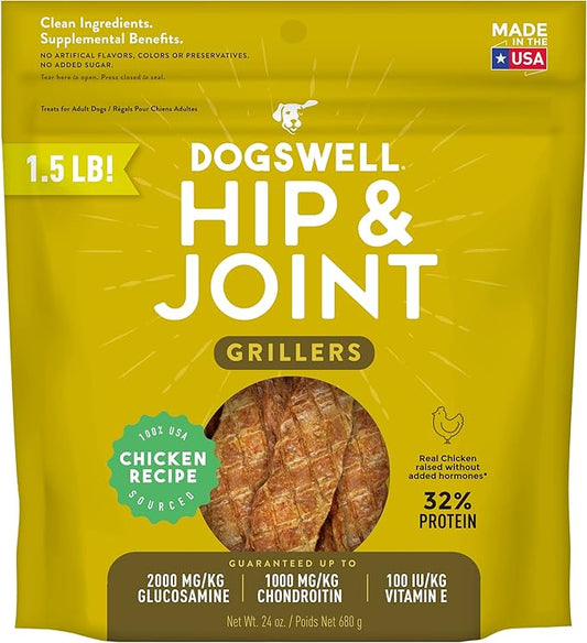 Dogswell Hip & Joint Grillers Dog Treats, Chicken, 24 Oz. Pouch