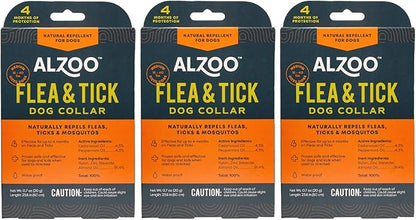 Flea & Tick Dog Collar, Helps Repel Fleas, Ticks & Mosquitoes, 100% Plant-Based Active Ingredients, Phthalates and PVC Free, Up to 4 Months Protection, Medium-Sized Dogs: 16-40 lbs, Pack of 3