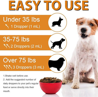 Quercetin for Dogs, Dog Quercetin with Vitamin C Supports Dogs Allergy Relief, Support Balanced Immune System, Pet Supplement Quercetin for Dog Allergies, Bacon Flavor - 1 Pack 60ml / 2.02oz