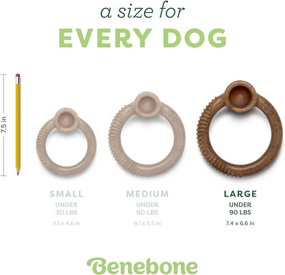 Benebone Ring Durable Dog Chew Toy for Aggressive Chewers, Real Bacon, Made in USA, Large