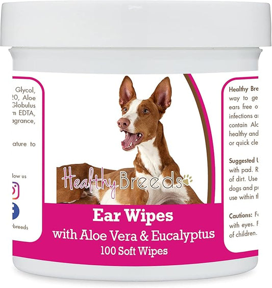 Healthy Breeds Ibizan Hound Ear Cleaning Wipes with Aloe & Eucalyptus for Dogs 100 Count