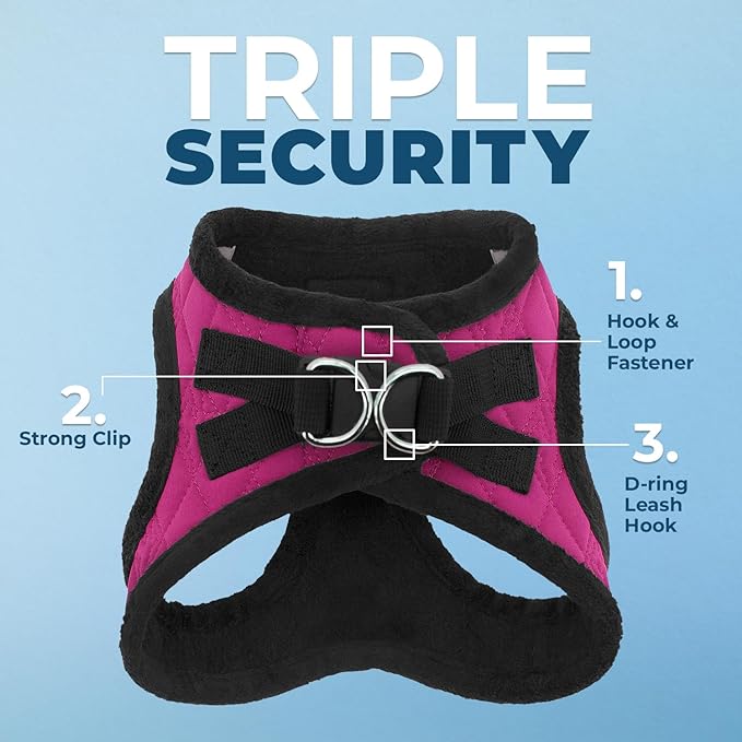 Voyager Step-In Plush Dog Harness – Soft Plush, Step In Vest Harness for Small and Medium Dogs by Best Pet Supplies - 1Fuchsia Corduroy, XL (Chest: 20.5 - 23")