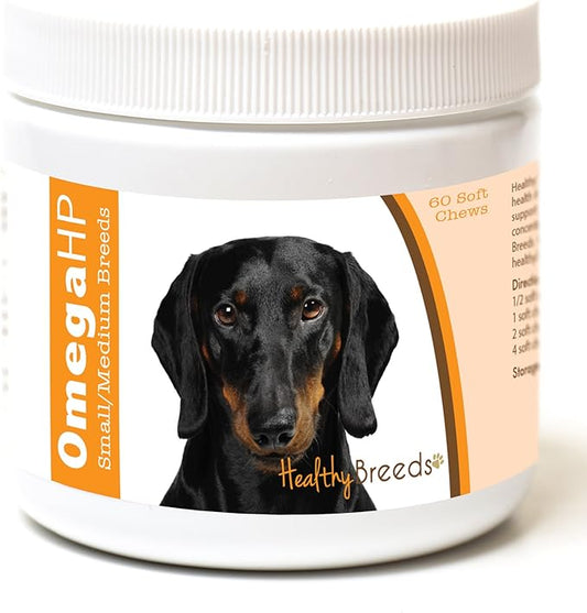 Healthy Breeds Dachshund Omega HP Fatty Acid Skin and Coat Support Soft Chews 60 Count