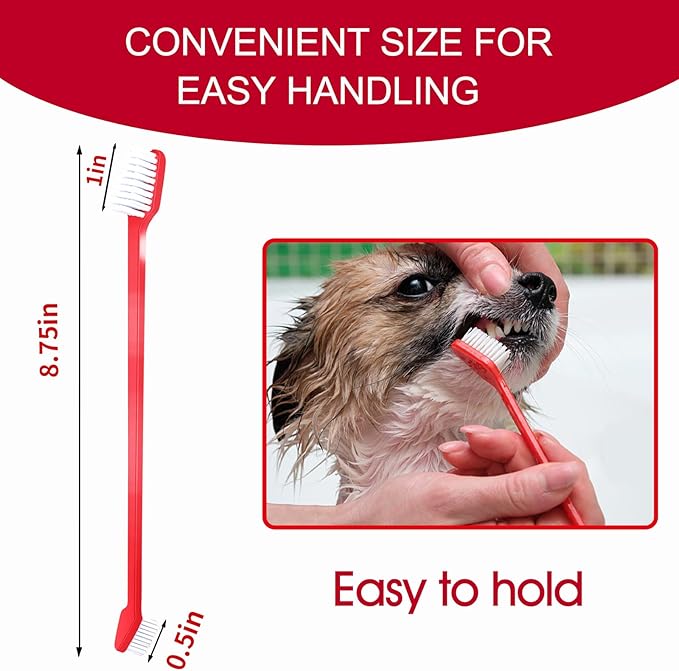 VibrantPet Toothbrush Set - 8-Pack with Dual-Head Design, Transparent Tube Packaging for Convenient Storage and Travel | Enhance Pet Dental Care