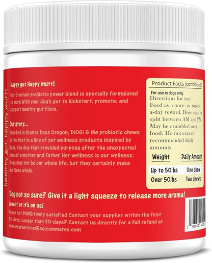 DiOGi and Me Probiotics for Dogs - Digestive Enzymes for Gut Flora, Caprophagia, Diarrhea & Bowel Support - Clinically Studied DE111 - Dog Supplement Soft Chew for Pet Immune System