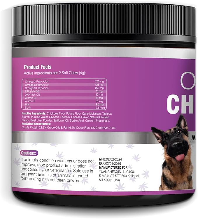 Omega 3 for Dogs Skin and Coat Supplement for Dogs Dog Allergy Chews Dog Itching Skin Relief Fish Oil for Dogs Dry Skin for Dogs Treatment Dog Salmon Oil Supplement 200 Tablets Omega 3 Chews for Dogs