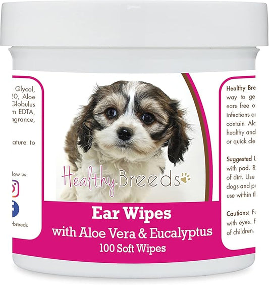 Healthy Breeds Cavachon Ear Cleaning Wipes with Aloe & Eucalyptus for Dogs 100 Count