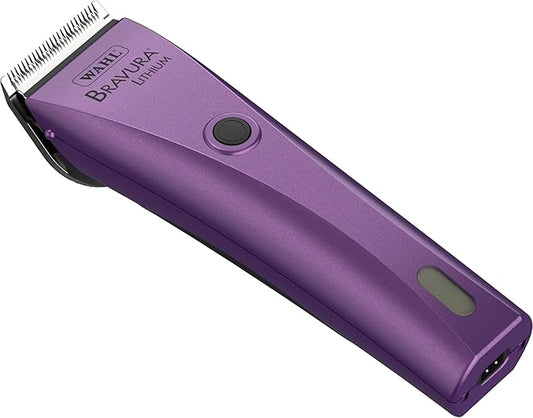 Wahl Professional Animal Bravura Lithium Ion Clipper - Pet, Dog, Cat, and Horse Corded/Cordless Clipper Kit, Purple (41870-0423)