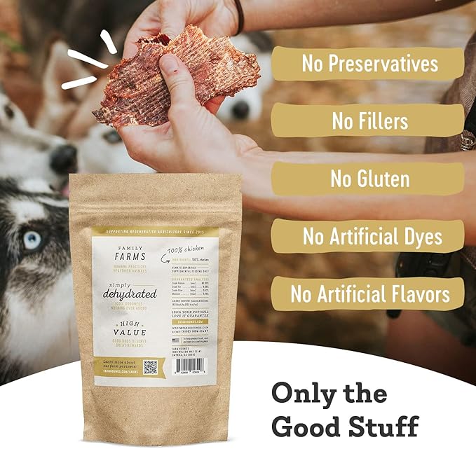 Farm Hounds Premium Chicken Jerky for Dogs, 100% Made from Humanely-Raised Chickens, Dog Jerky Treats, Healthy Delicious Dog Trainer Dehydrated Chicken Jerky Tenders, Made in USA, 2-Pack
