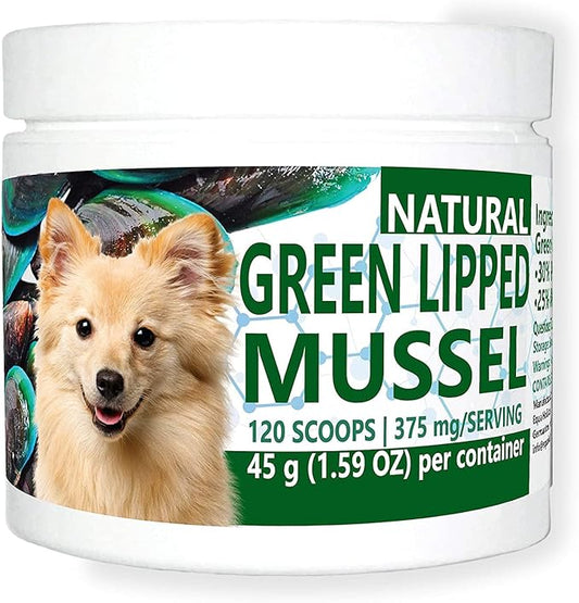 Green Lipped Mussel Powder for Dogs, All-Natural Hip & Joint Support Dietary Supplement Formula for Dogs (120 Servings)