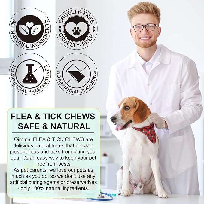 150pcs Flea & Tick Prevention for Dogs Chewable - Dog Flea & Tick Control - Flea and Tick Supplement for Dogs - Flea and Tick Chews for Dogs, Oral Flea Pills for All Breeds and Ages Dogs