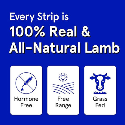 Real Meat Lamb Jerky Dog Treats - 8 Air-Dried Strips of Jerky Treats for Dogs - Grain-Free Jerky Treats Dog Snacks Made up of 95% Human-Grade Free-Range Grass Fed Lamb - All-Natural Dog Jerky Strips