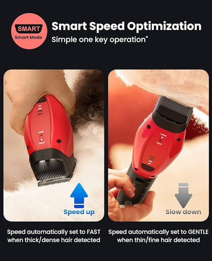 DOG CARE Smart Dog Clippers for Grooming with 3 Speeds, Auxiliary Light, Cordless Professional Dog Grooming Clippers, Low Noise Rechargeable Heavy-Duty Pet Hair Shaver for Dog Cat 2024 Upgraded